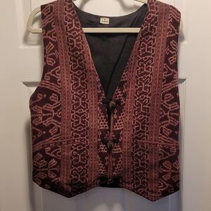Vintage Patterned Brown and Mauve Vest Size Medium